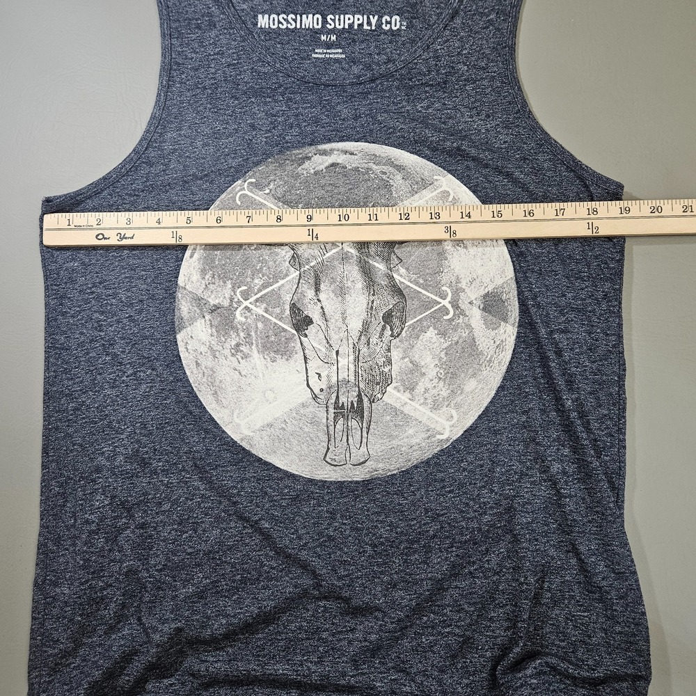 Mossimo Supply Co Men's Tank Top Medium Moon Blue Western Skull - Picture 3 of 6